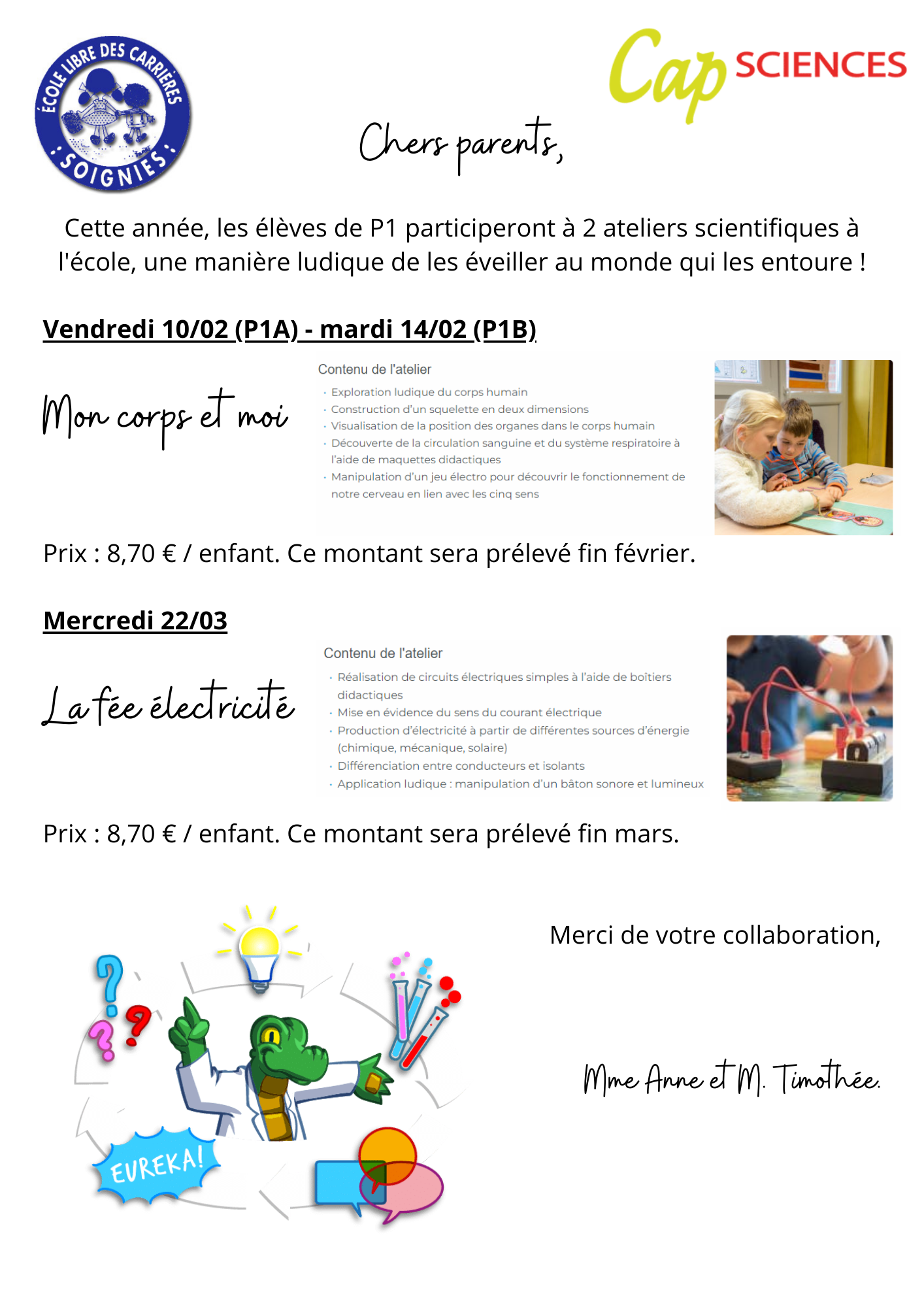 P1 – Ateliers Cap Sciences – Ecole des Carrières